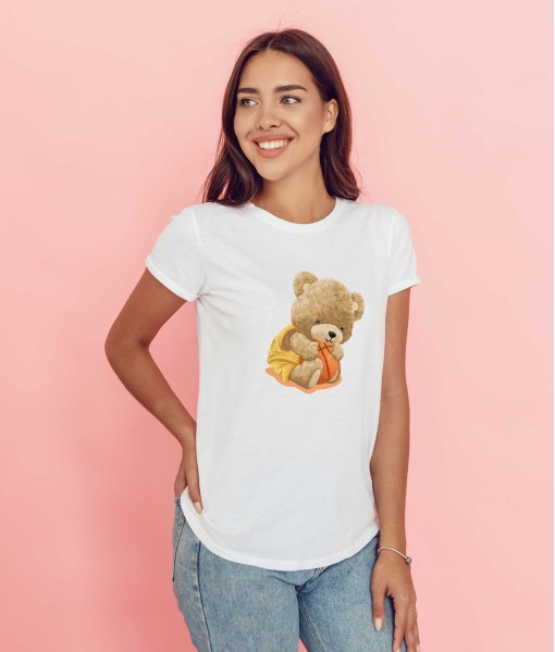 Дамска тениска с щампа Мечета Cute basketball bear